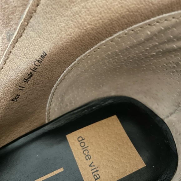 DOLCE VITA Size 11 Lanie Suede Taupe double zipper booties block heel - Picture 6 of 8